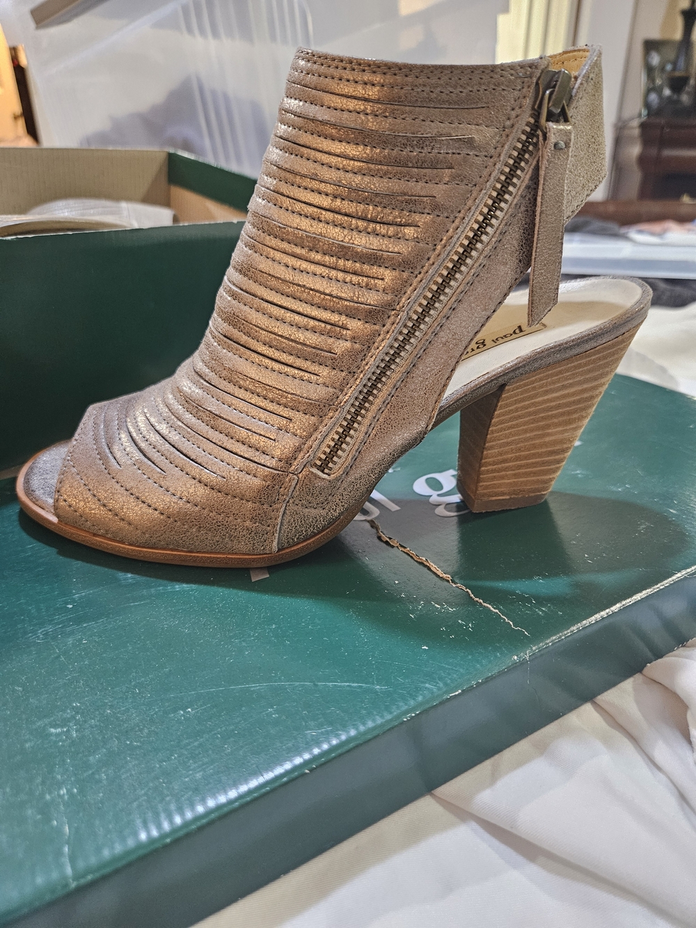 Women's Paul Green Cayanne SMOKE Cutout Peep-Toe Heeled Sandal